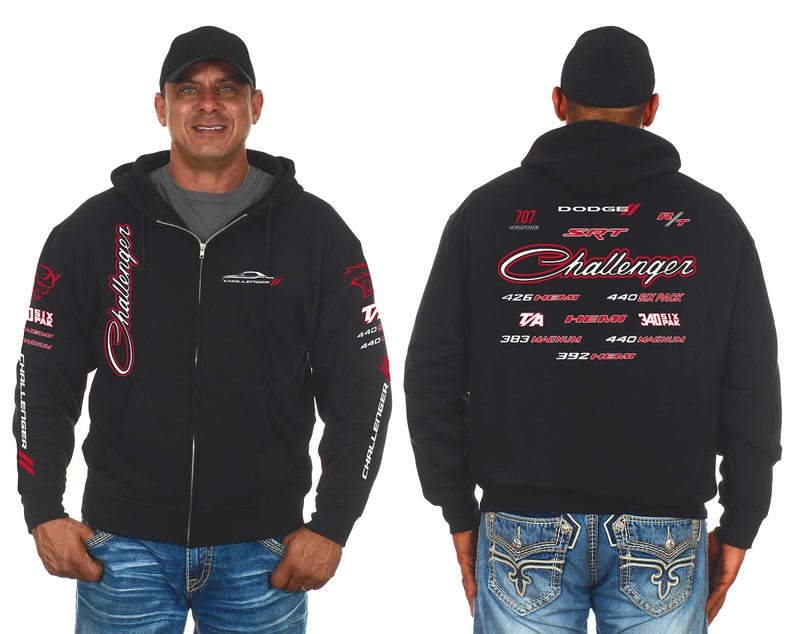 JH DESIGN GROUP Men's Dodge Challenger Hoodie Collage Full Zip Up Black Sweatshirt (Medium, CLG6-black) - Image 1